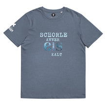 Lade das Bild in den Galerie-Viewer, &quot;Schorle awwer Eis kalt&quot; Bio-Baumwoll-T-Shirt
