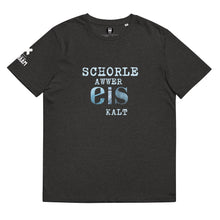Lade das Bild in den Galerie-Viewer, &quot;Schorle awwer Eis kalt&quot; Bio-Baumwoll-T-Shirt

